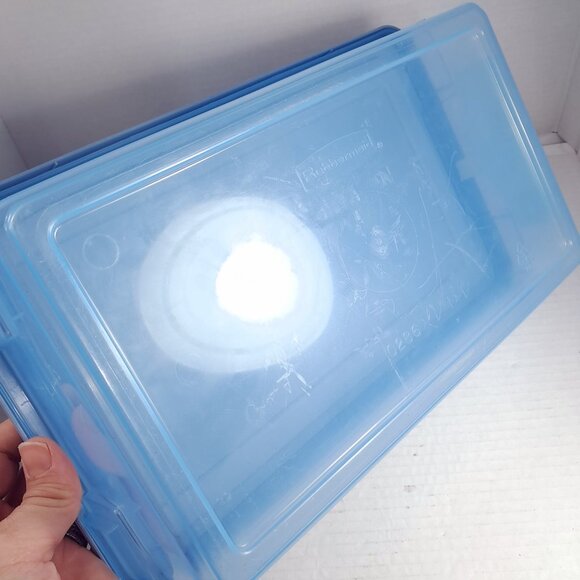 Vintage Rubbermaid 0286 Storage Box Blue Lid Clear Container  Vintage Rubbermaid 0286 Storage Box‎ Blue clear Container Plastic Snap Shut Lid